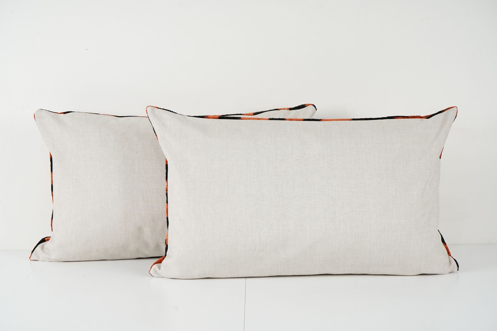 Silk Ikat Velvet Pillow Cover Set | Vermilion & Black Tiger Print Lumbar Pillows | Decorative Cushion Covers photo 133.0