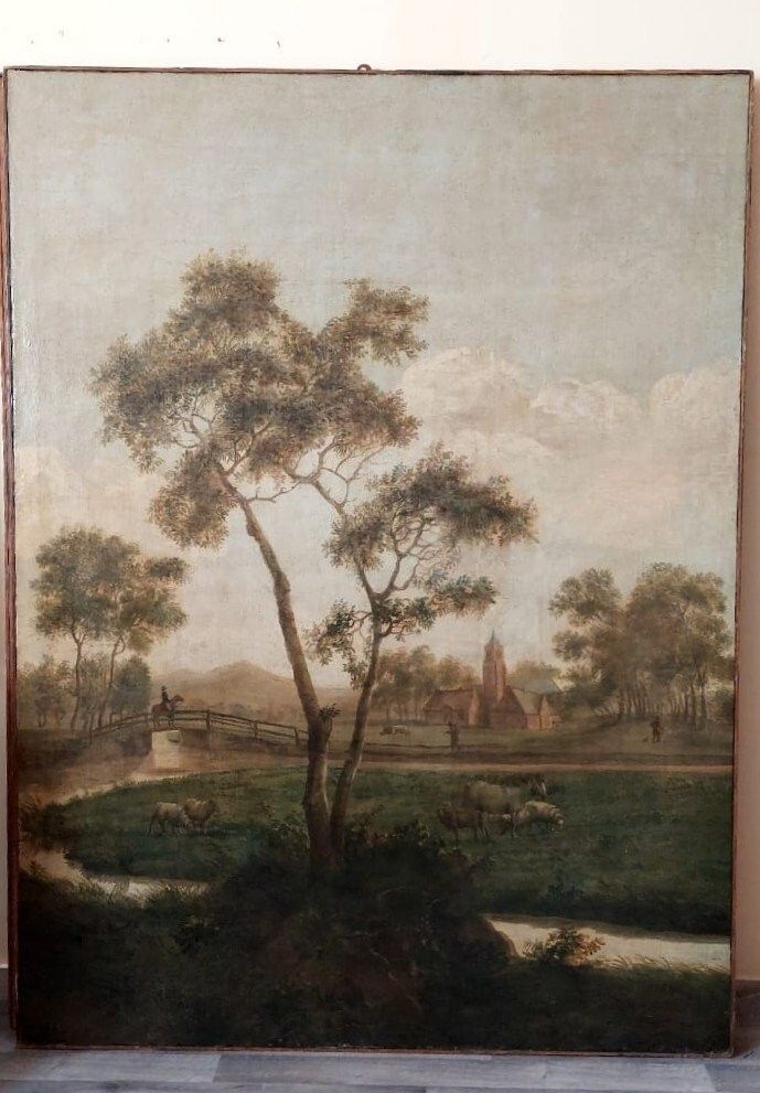 Large Oil Painting Canvas 2m X 1.5m Animated Landscape Charles Loui Verboeckhen photo furniture