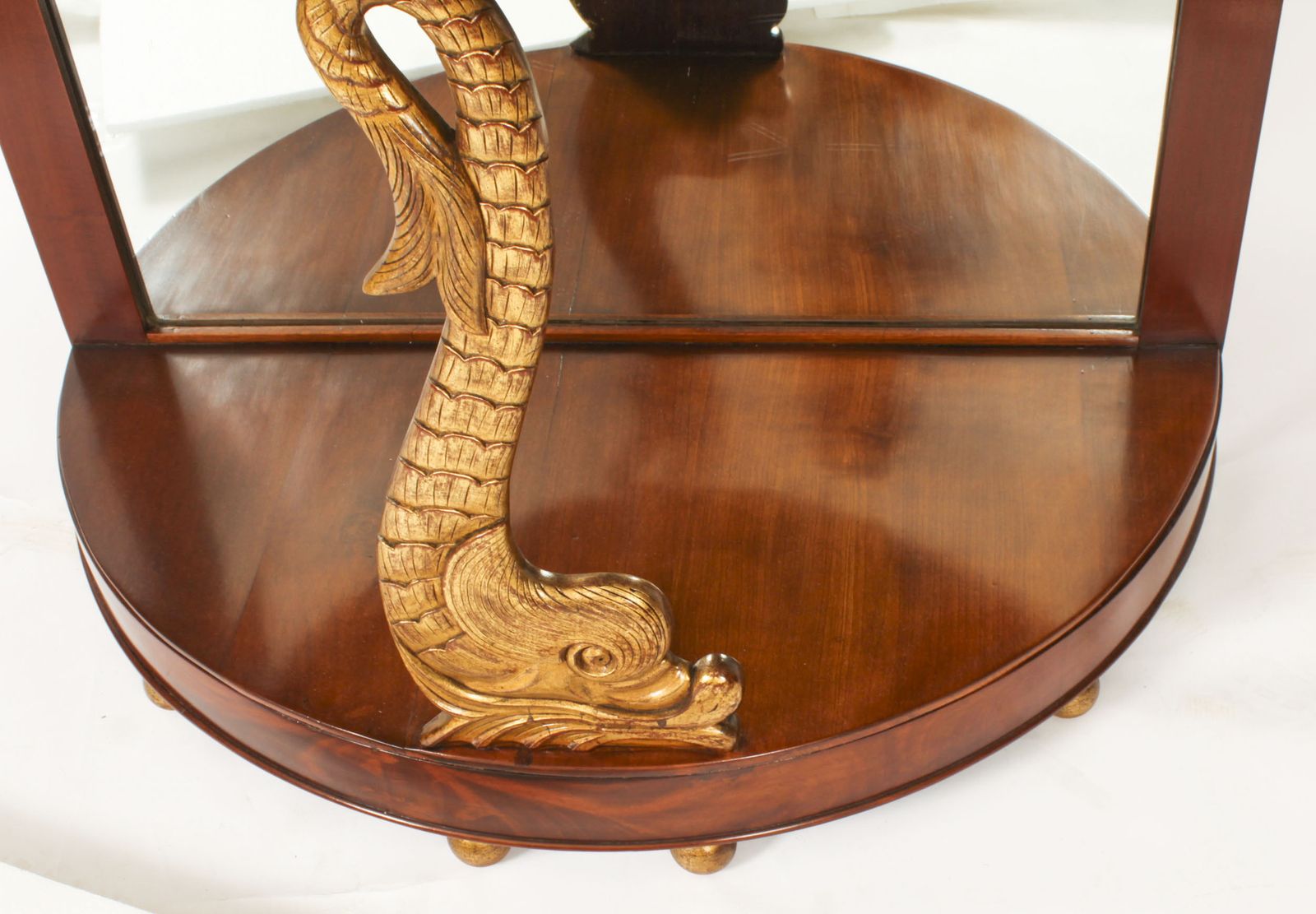 Antique Italian Flame Mahogany Giltwood Dolphin Console 19th C photo buy