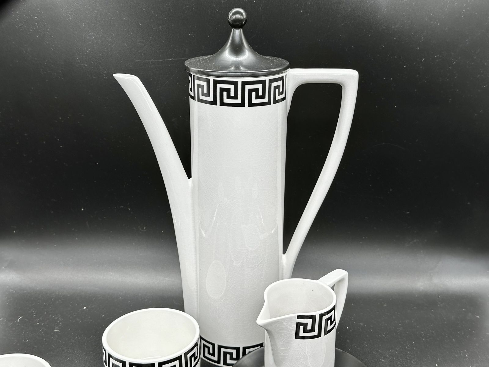 Portmeirion Susan Williams Ellis Greek Key Coffee Set. Black On White Ground. C.1962 photo buy
