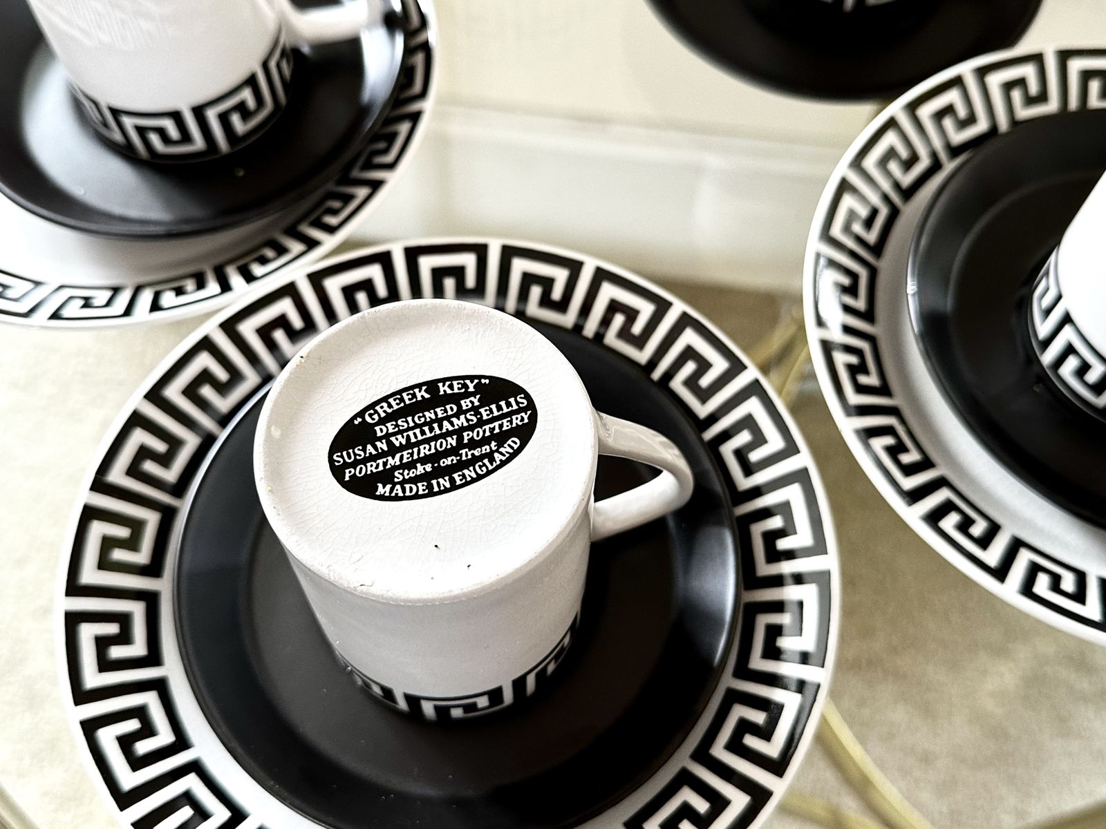 photo for sale Portmeirion Susan Williams Ellis Greek Key Coffee Set. Black On White Ground. C.1962