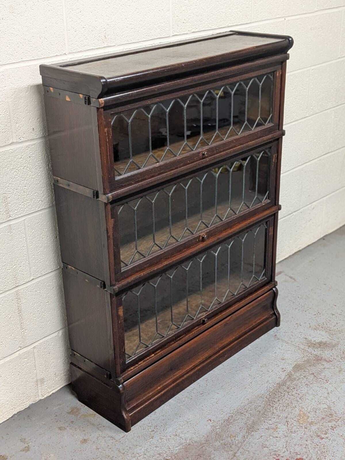 Victorian Globe Wernicke Oak Three Tier Barristers Bookcase photo for sale