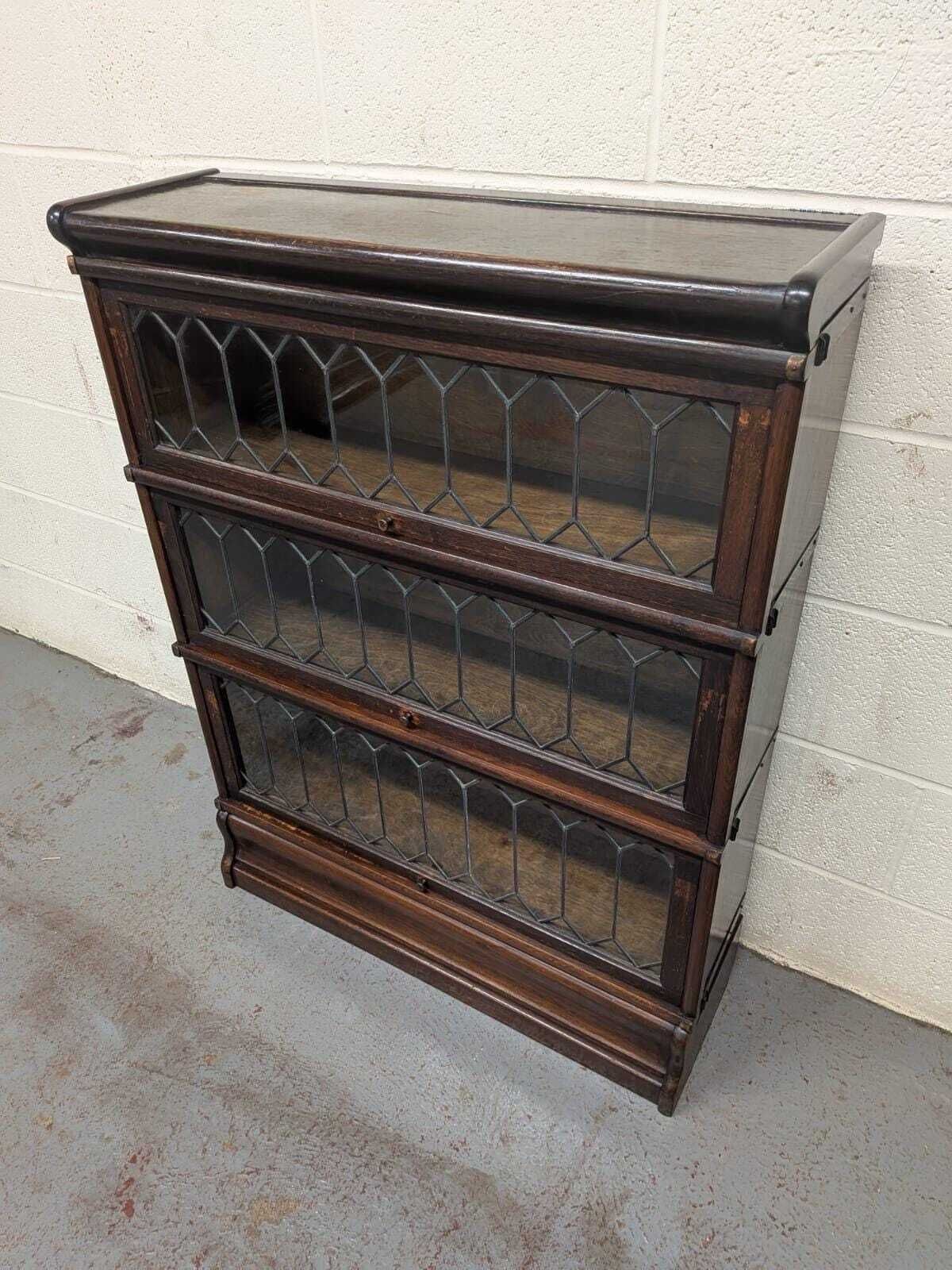 Victorian Globe Wernicke Oak Three Tier Barristers Bookcase photo 899.0