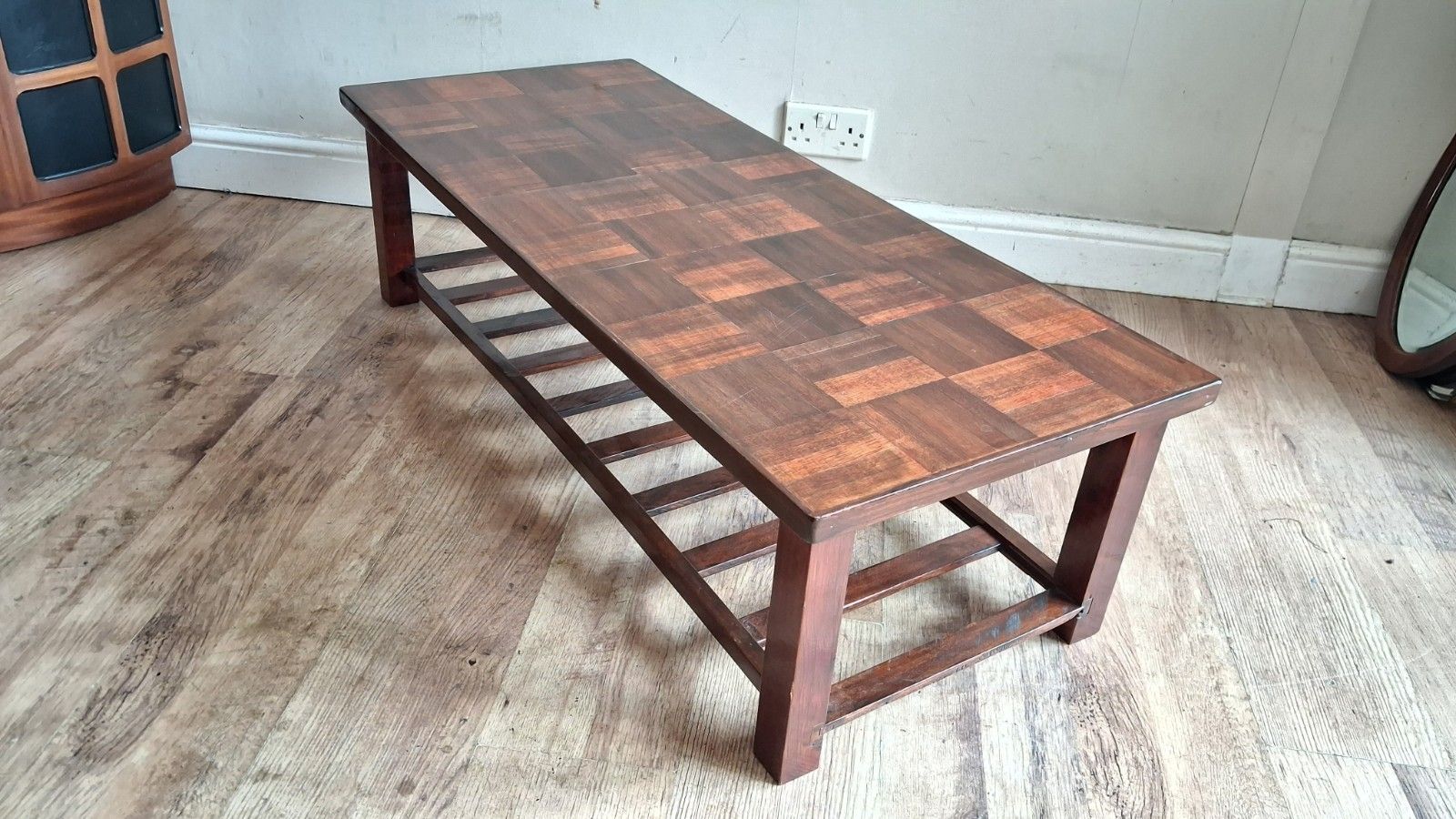 1960's Danish Parquet Top Mid Century  Rosewood Drinks /Coffee Table photo vinterior