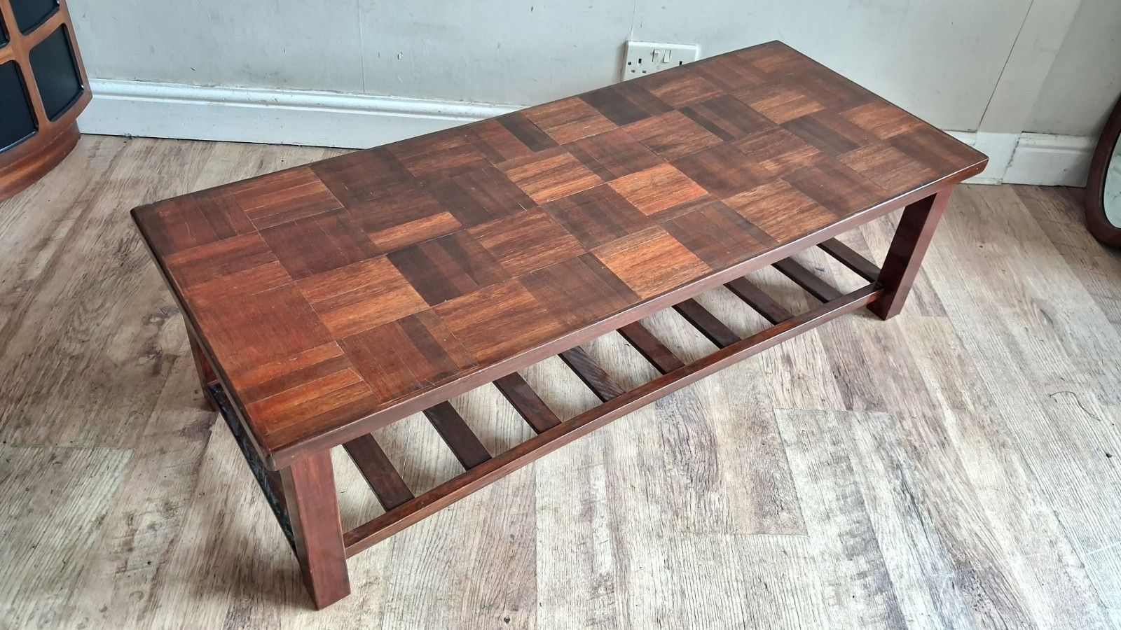 photo for sale 1960's Danish Parquet Top Mid Century  Rosewood Drinks /Coffee Table