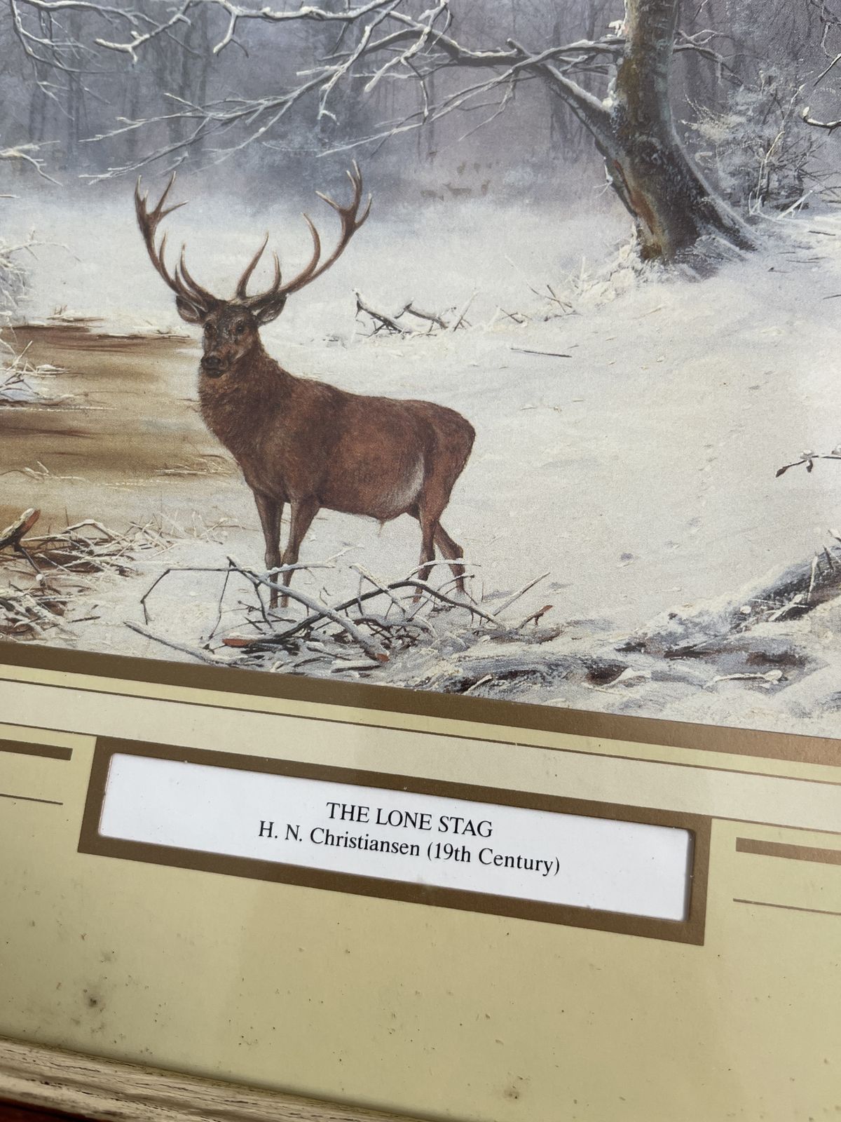 The Lone Stag By H. N. Christiansen – Framed Wildlife Print photo Art