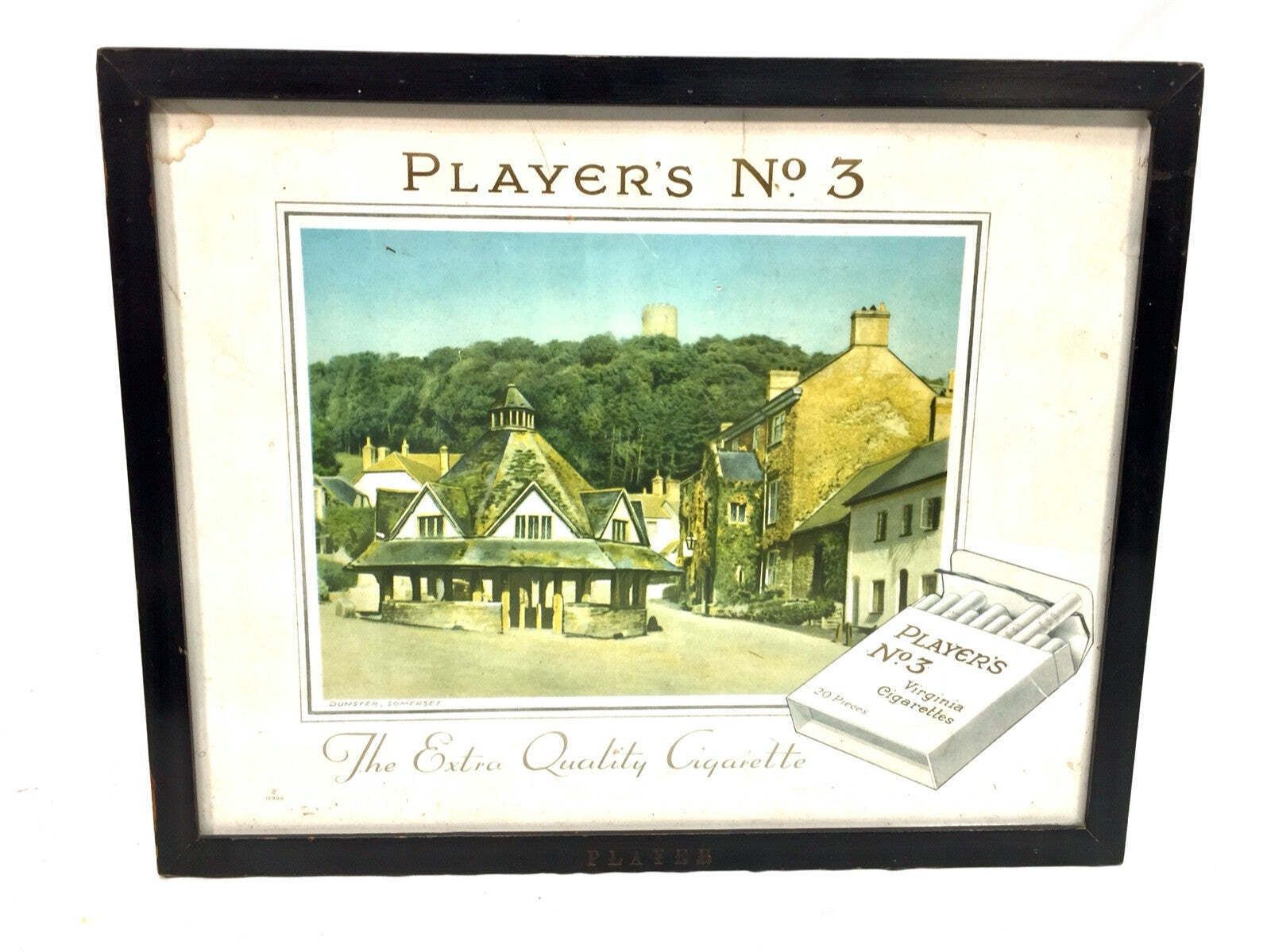 Antique Advertising Pair Of Original Framed Showcard’s Players No 3 Cigarettes photo for sale