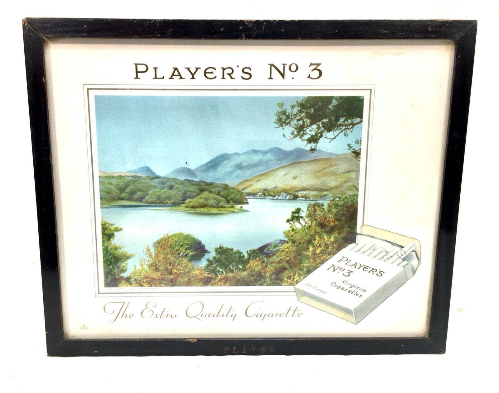 Antique Advertising Pair Of Original Framed Showcard’s Players No 3 Cigarettes photo 179.0