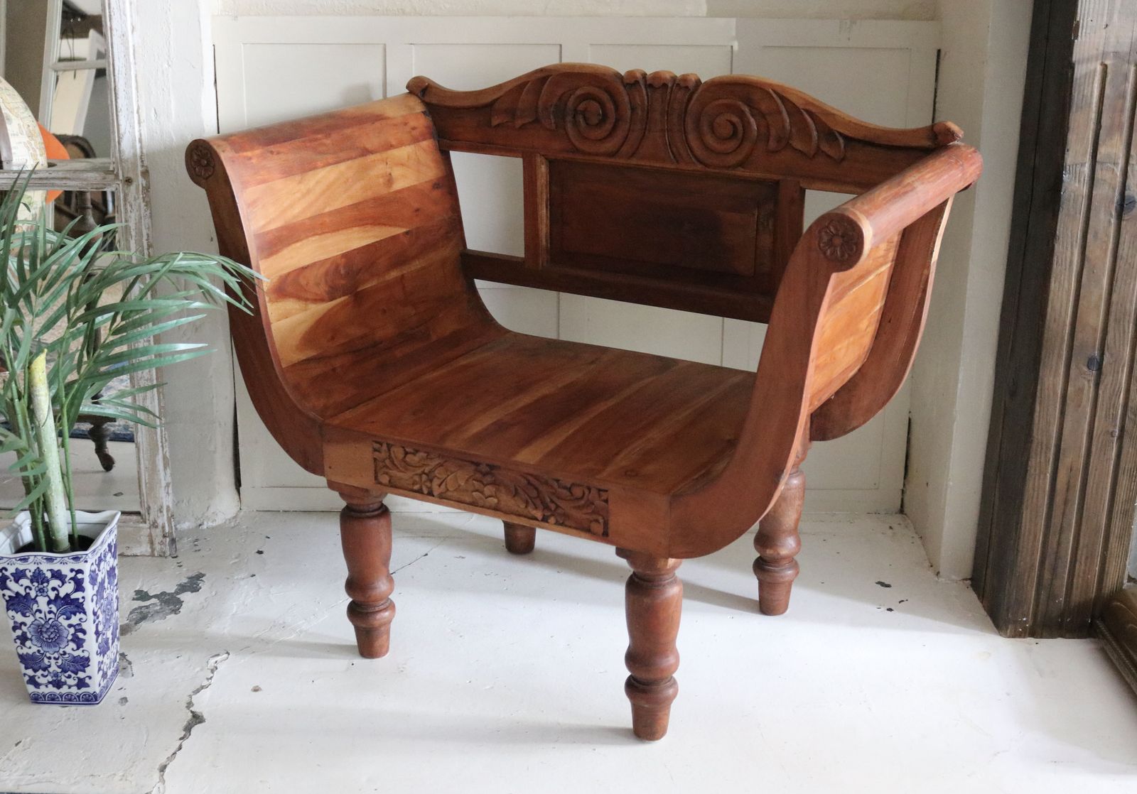 Large Eastern Carved Throne Armchair Hardwood photo for sale