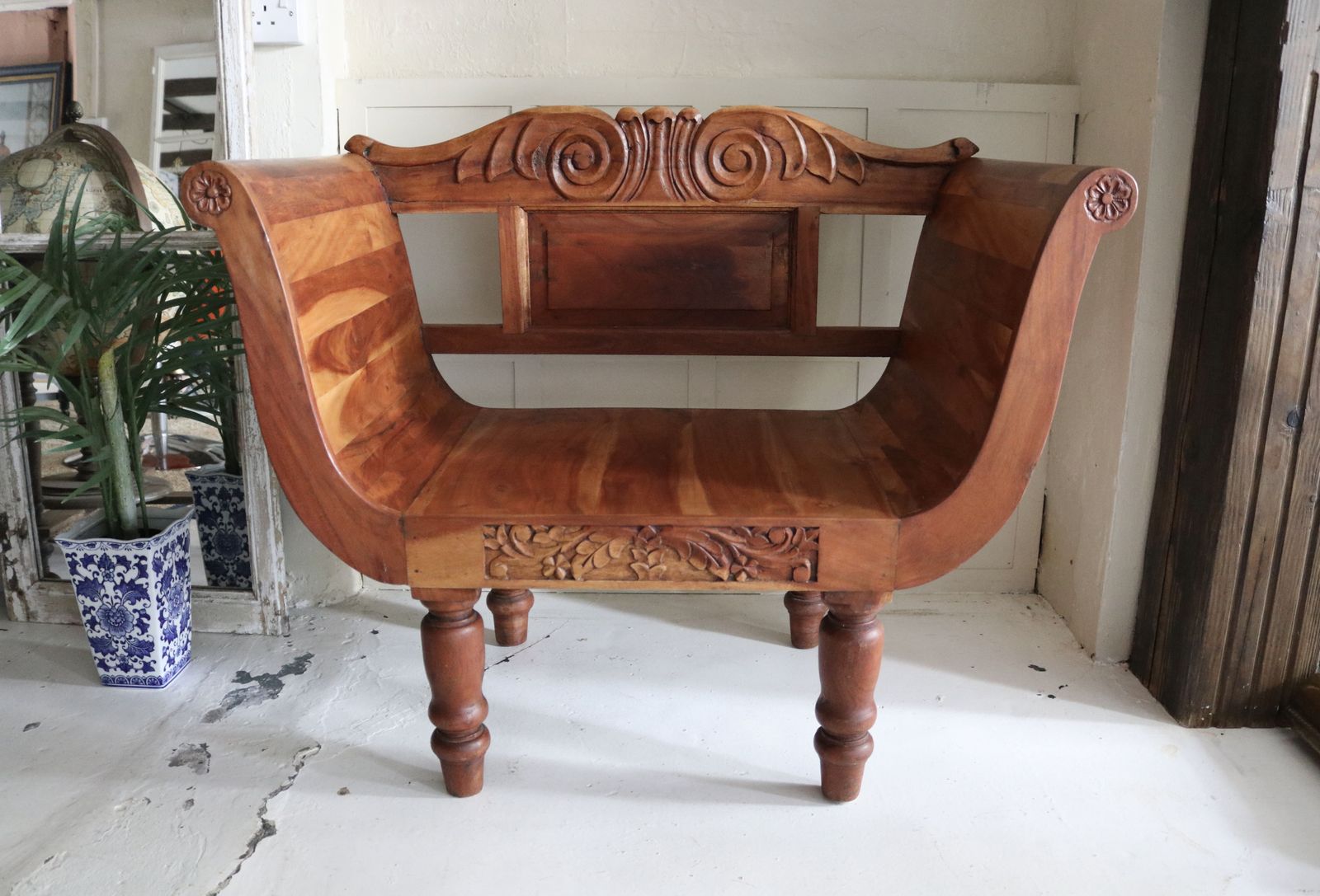 photo for sale Large Eastern Carved Throne Armchair Hardwood