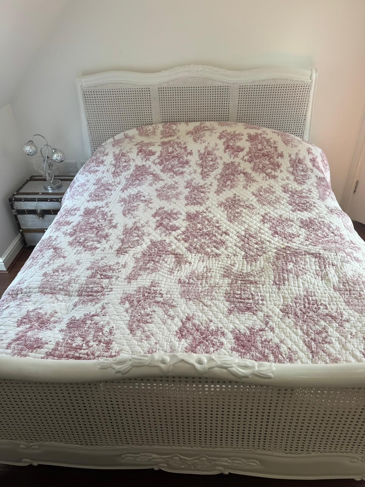 White Louis Rattan French Bed King Size New Never Used photo buy