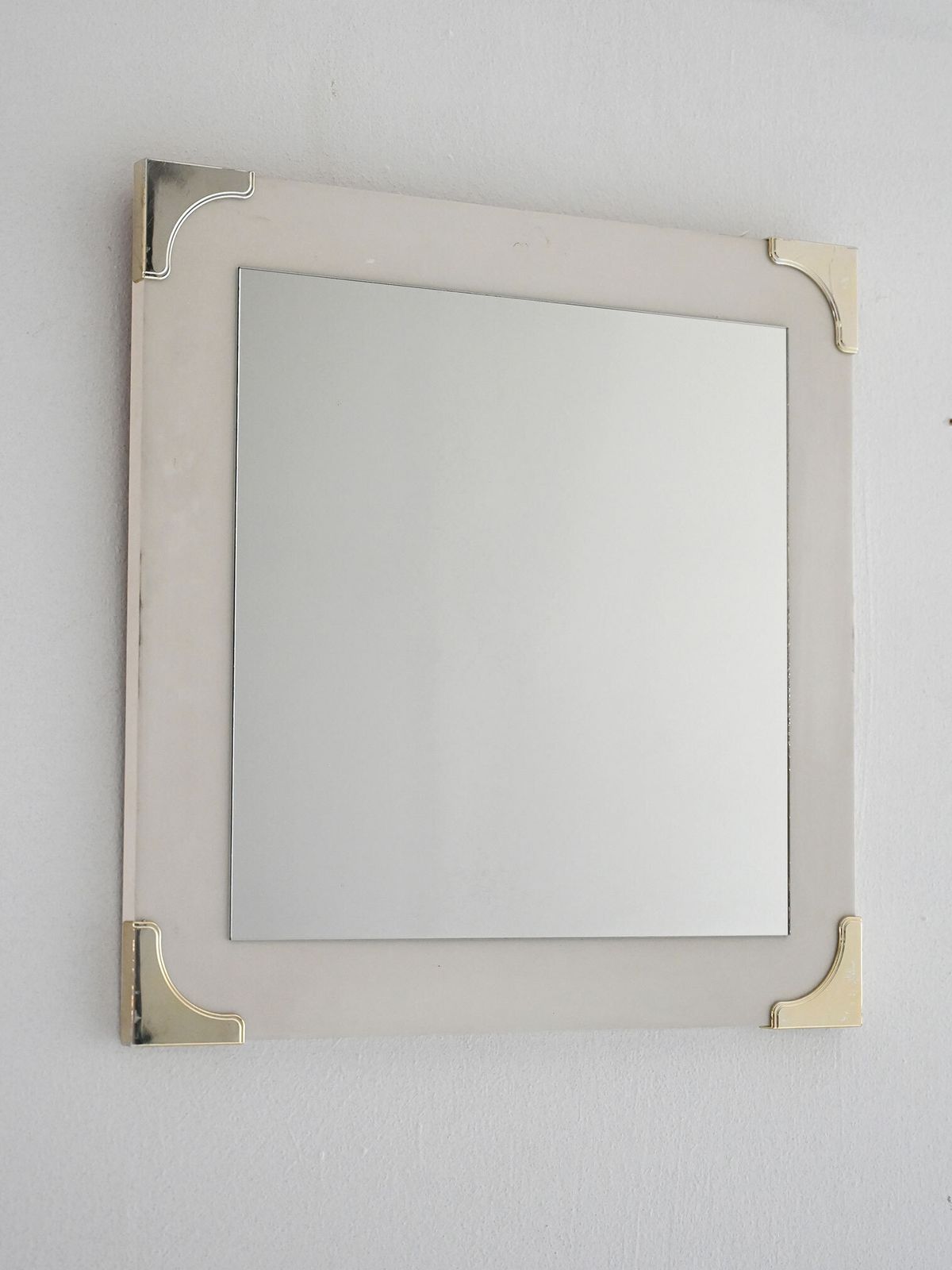 Scandinavian Mirror From The 1940s/1950s With White Frame And Brass Details