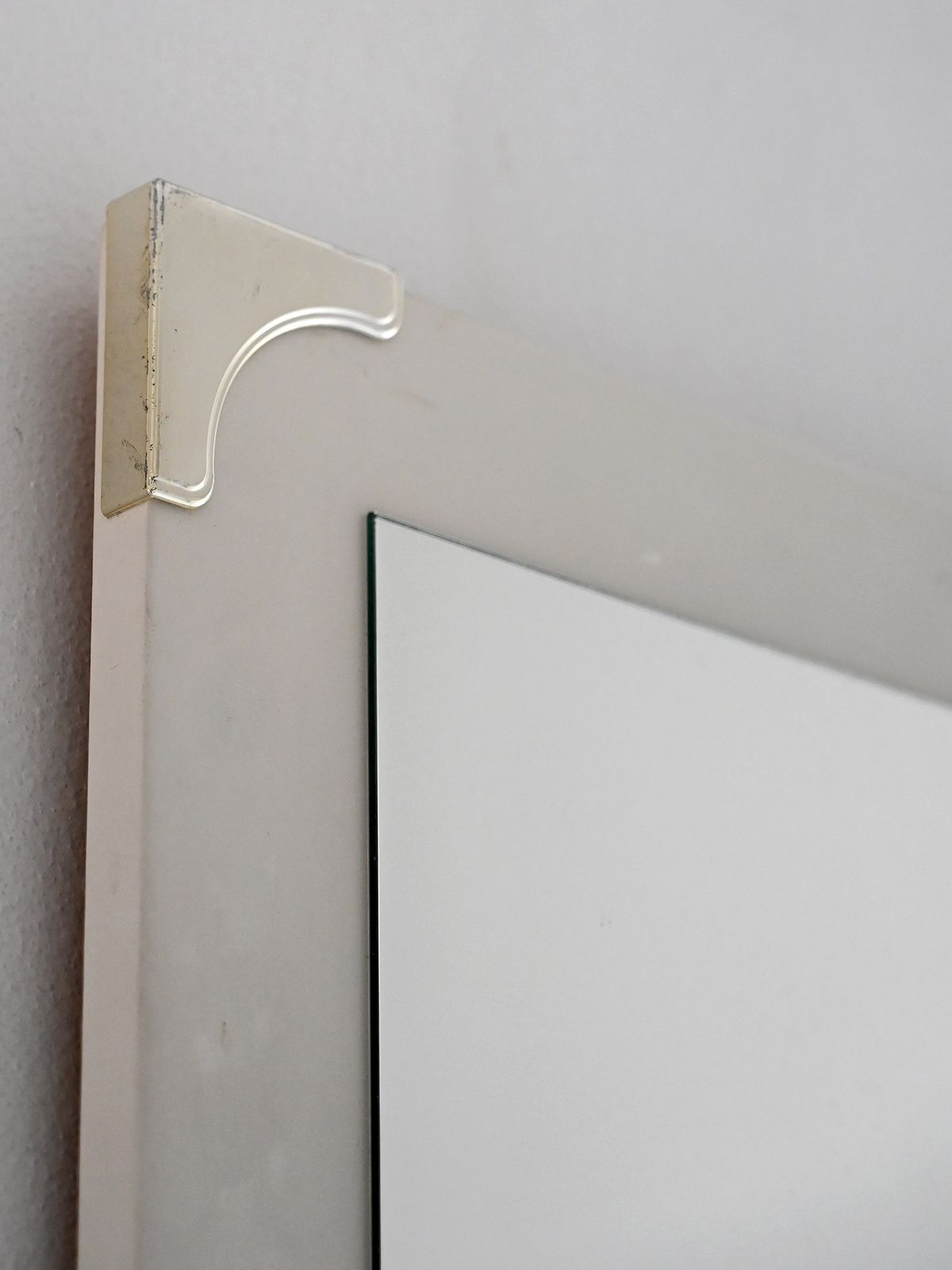 Scandinavian Mirror From The 1940s/1950s With White Frame And Brass Details photo Home Decor