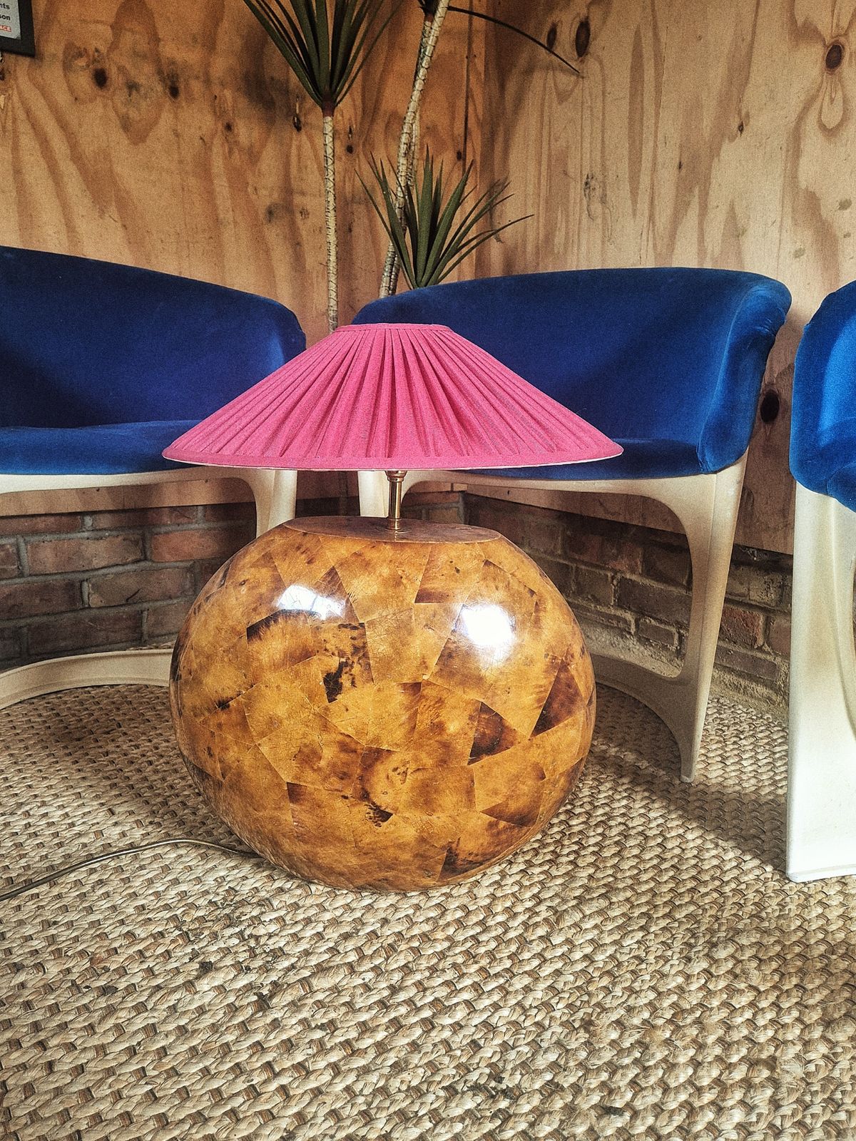 2 X Tobacco Leaf Lamps, 1970s, Vintage