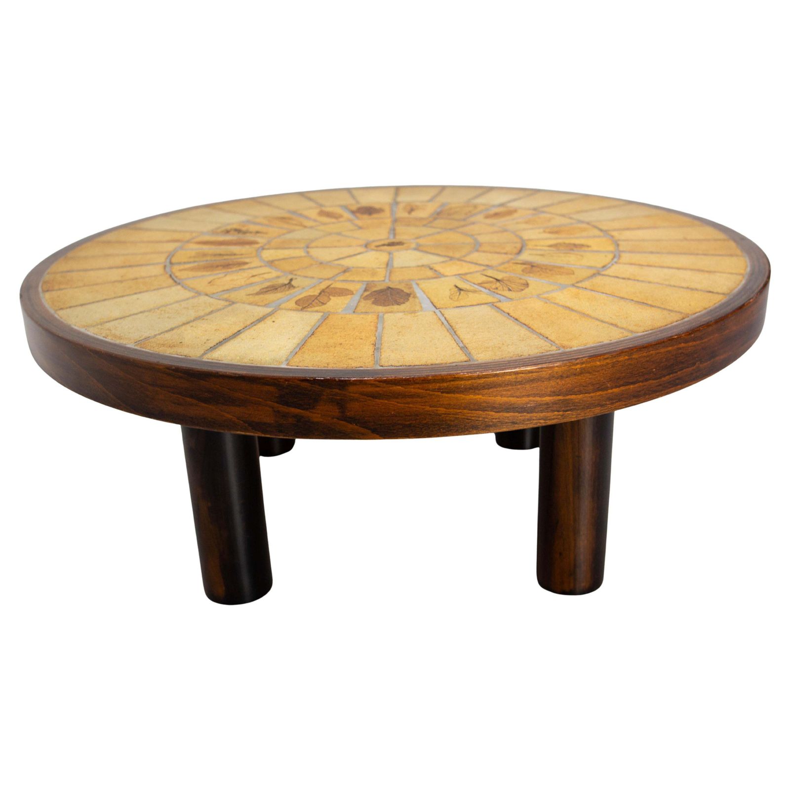 French Round Coffee Table With Ceramics In The Capron Style