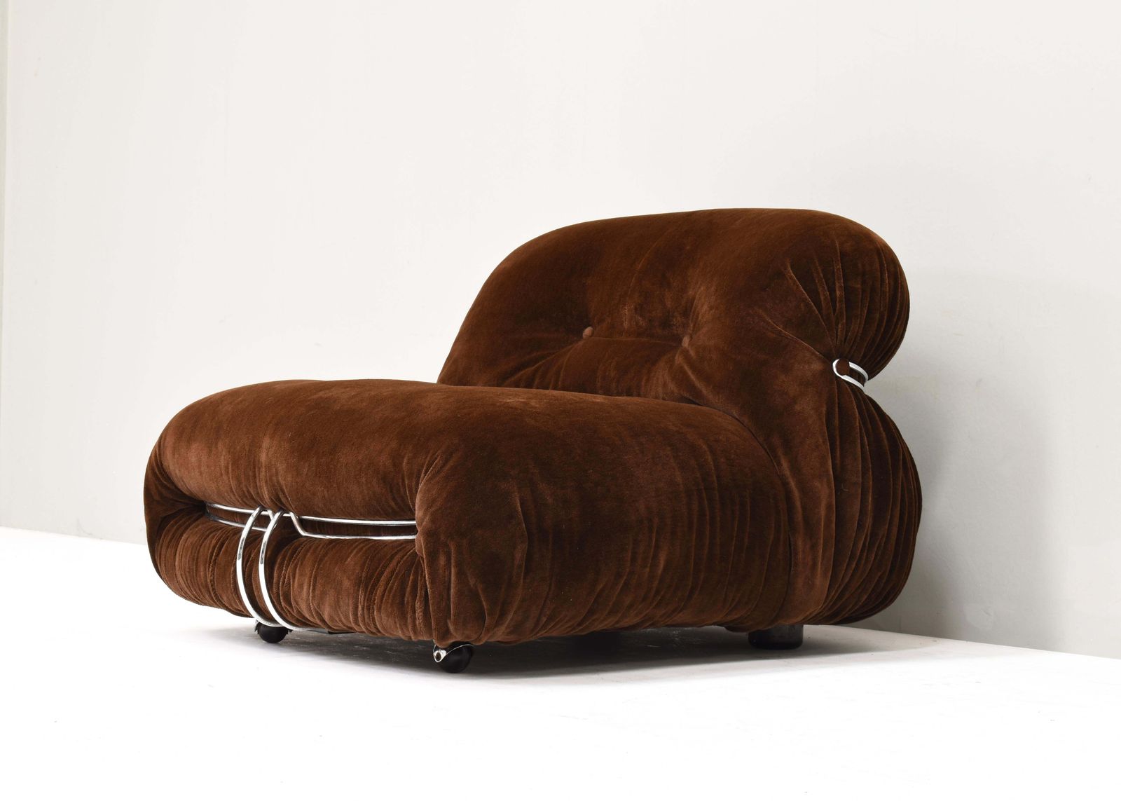 Soriana Chair By Scarpa In Original Chocolate Brown Mohair   Cassina, 1960s photo furniture