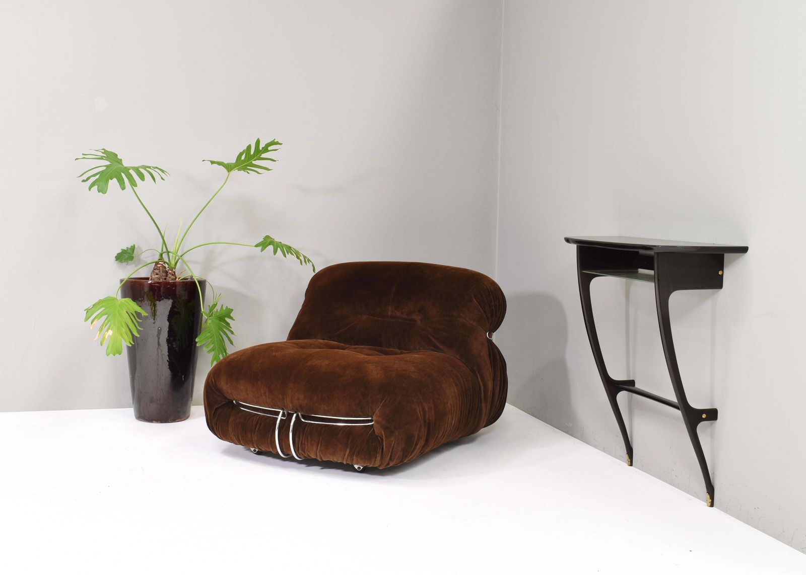 Soriana Chair By Scarpa In Original Chocolate Brown Mohair   Cassina, 1960s photo Furniture