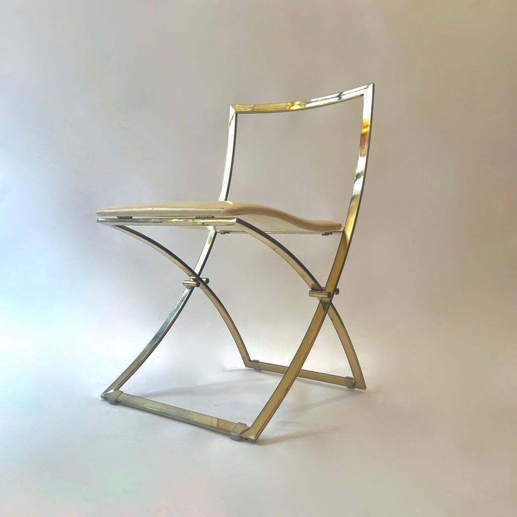 Set Of 6 "Luisa" Brass & Leather Dining Chairs By Marcello Cuneo, Italy Ca. 1970 photo furniture