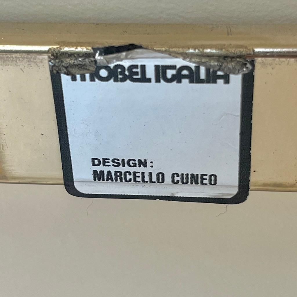 4238.0 Set Of 6 "Luisa" Brass & Leather Dining Chairs By Marcello Cuneo, Italy Ca. 1970 photo