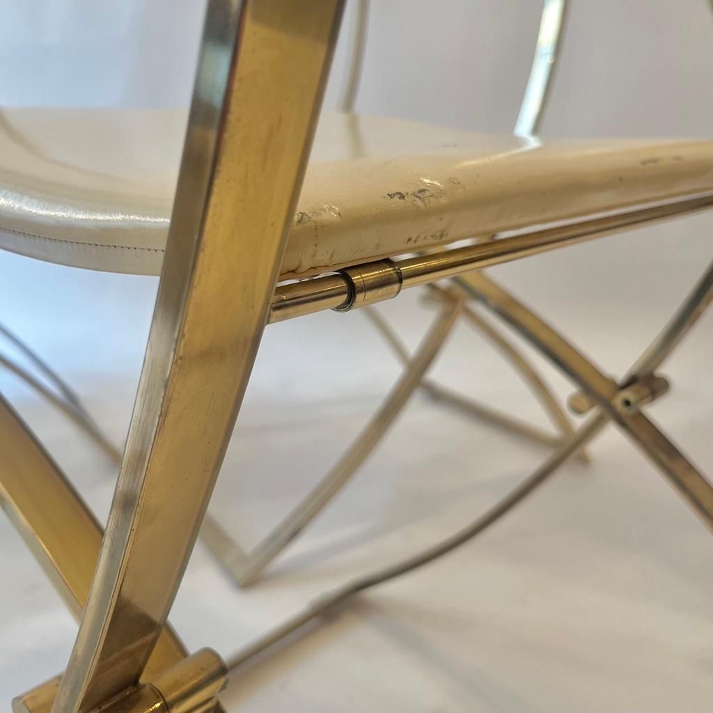 photo buy Set Of 6 "Luisa" Brass & Leather Dining Chairs By Marcello Cuneo, Italy Ca. 1970