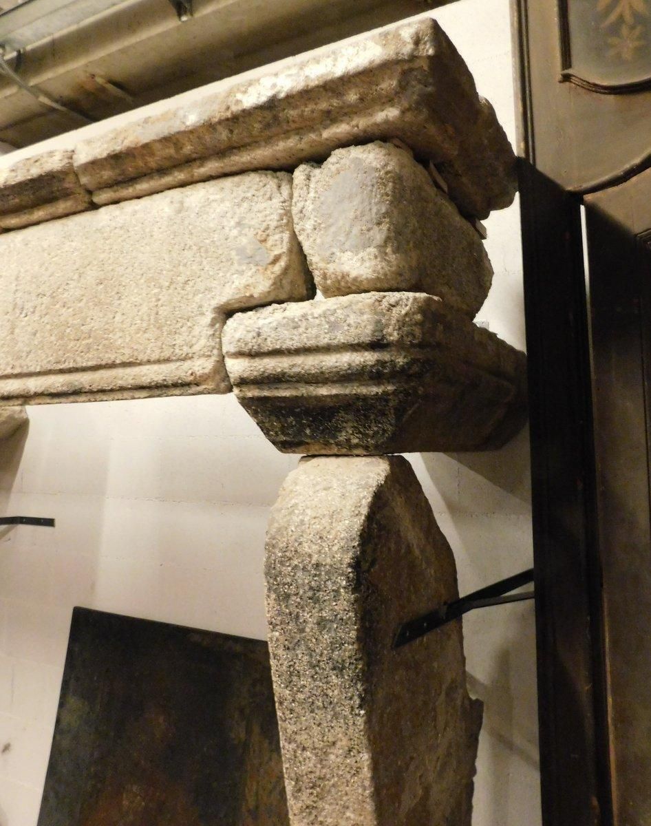 Important And Huge Gotich Fireplace Mantel In Gray Stone, France, 14th Century photo for sale