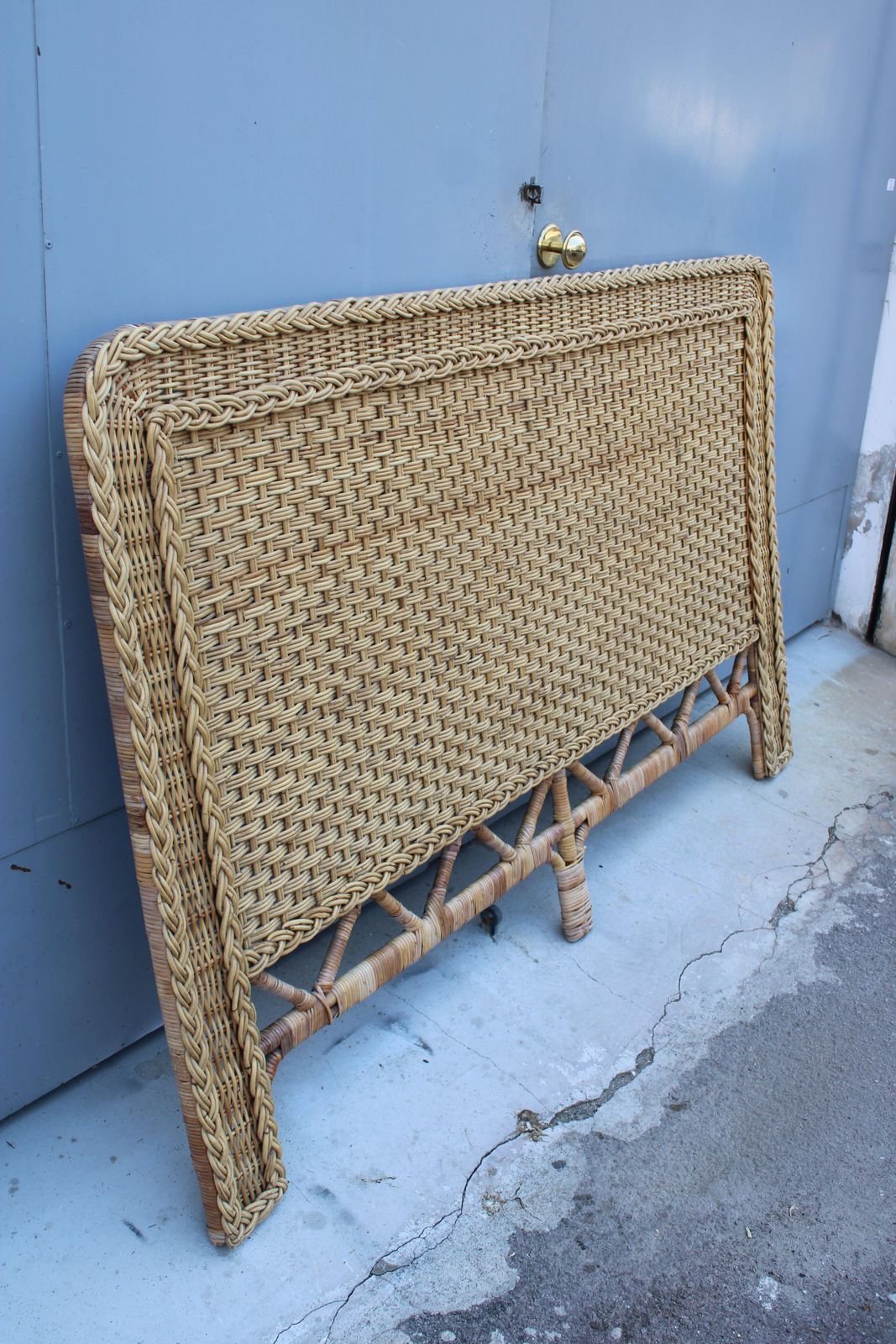 2646.0 Italian Bamboo Wicker Bed Headboard 1970 Tommaso Barbi Italy photo