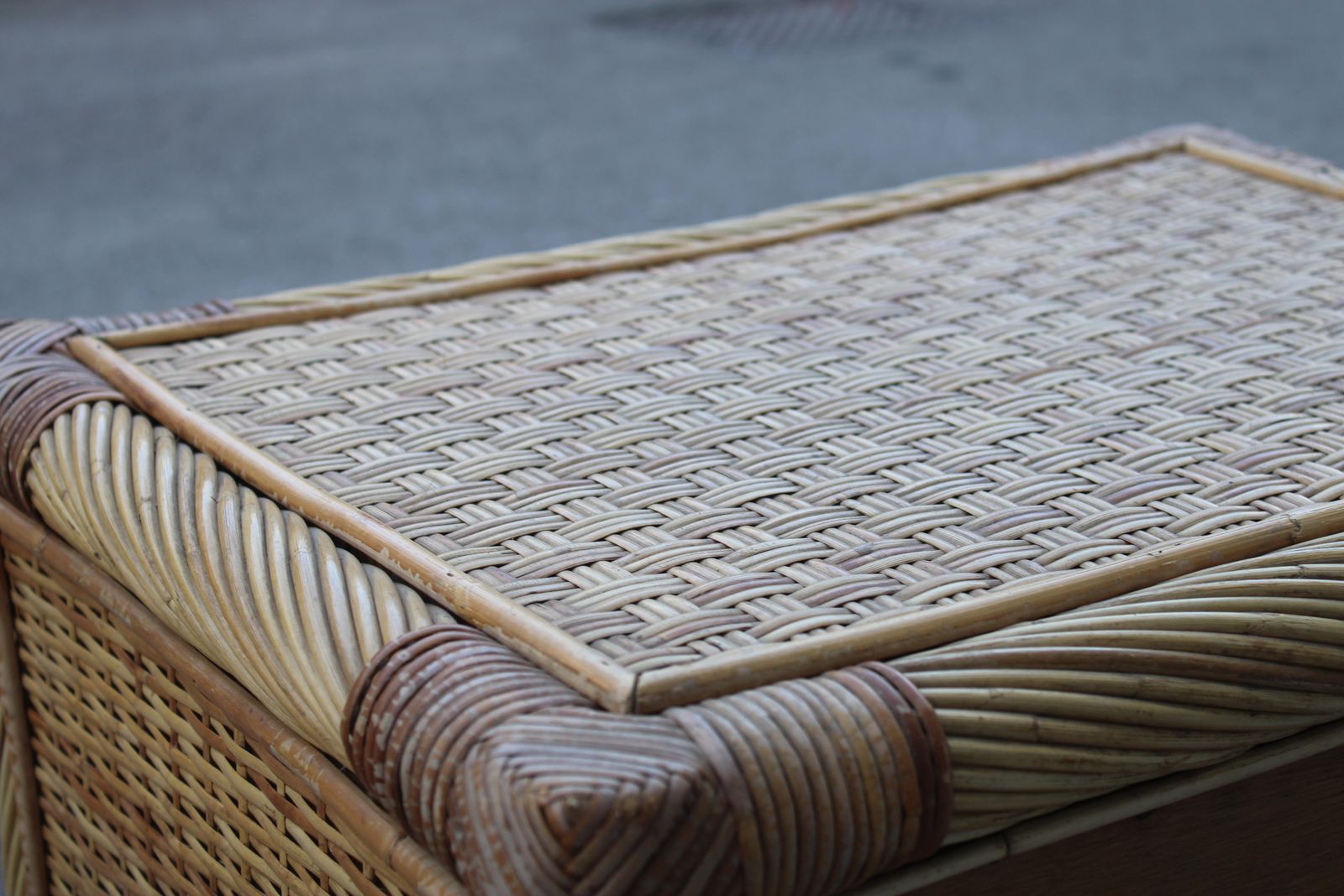 photo buy Pair Of Bedside Tables In Bamboo Wicker Italy 1970 Tommaso Barbi