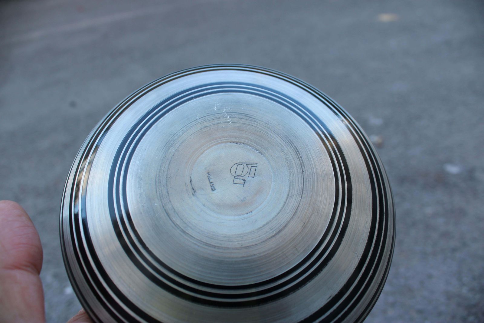 Pewter Vase With Black Circular Stripes Sottsass Style 1970s photo buy