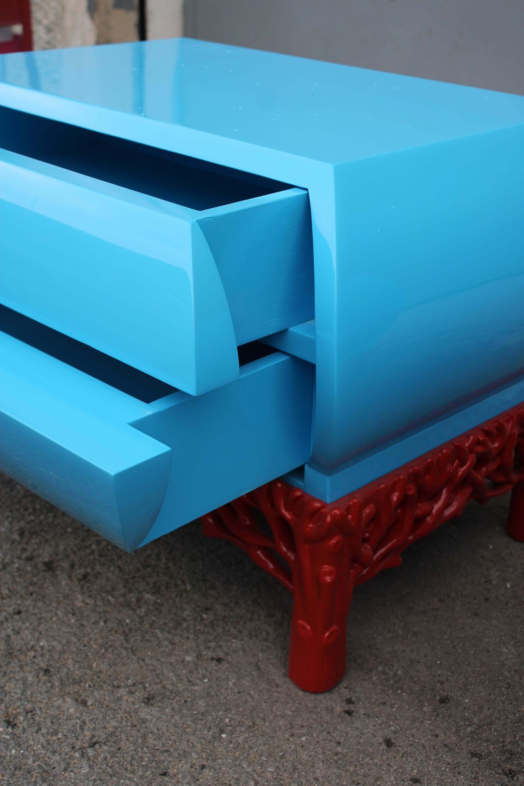 Pair Of Arpex Nightstands 1970 Italy Turquoise And Coral Red 1970 Italy photo buy