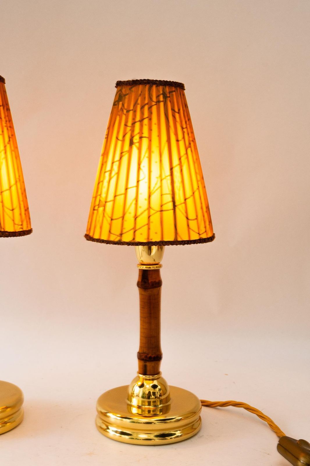 2x Rupert Nikoll Table Lamps With Original Fabric Shade Vienna Around 1950s photo vinterior