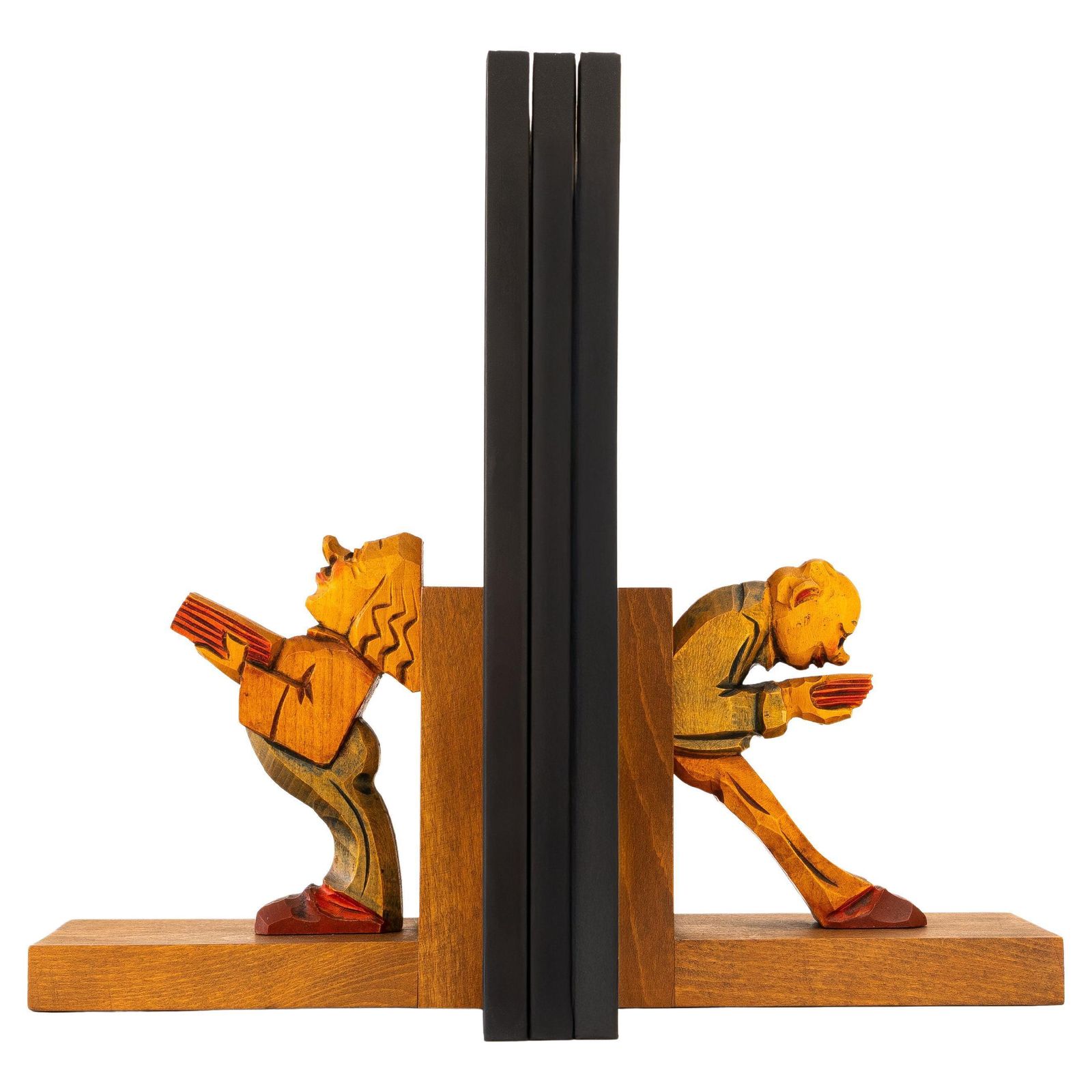 2 Carved Bookends ( Basswood ) Vienna Around 1960s