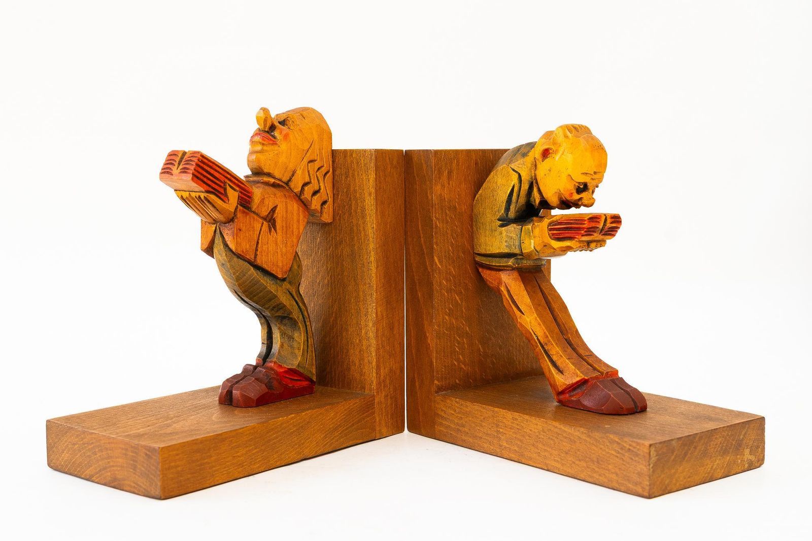 2 Carved Bookends ( Basswood ) Vienna Around 1960s photo 345.0