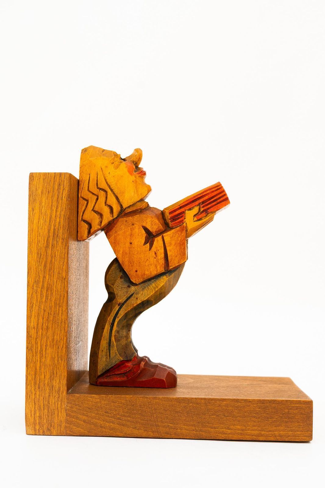 photo furniture 2 Carved Bookends ( Basswood ) Vienna Around 1960s