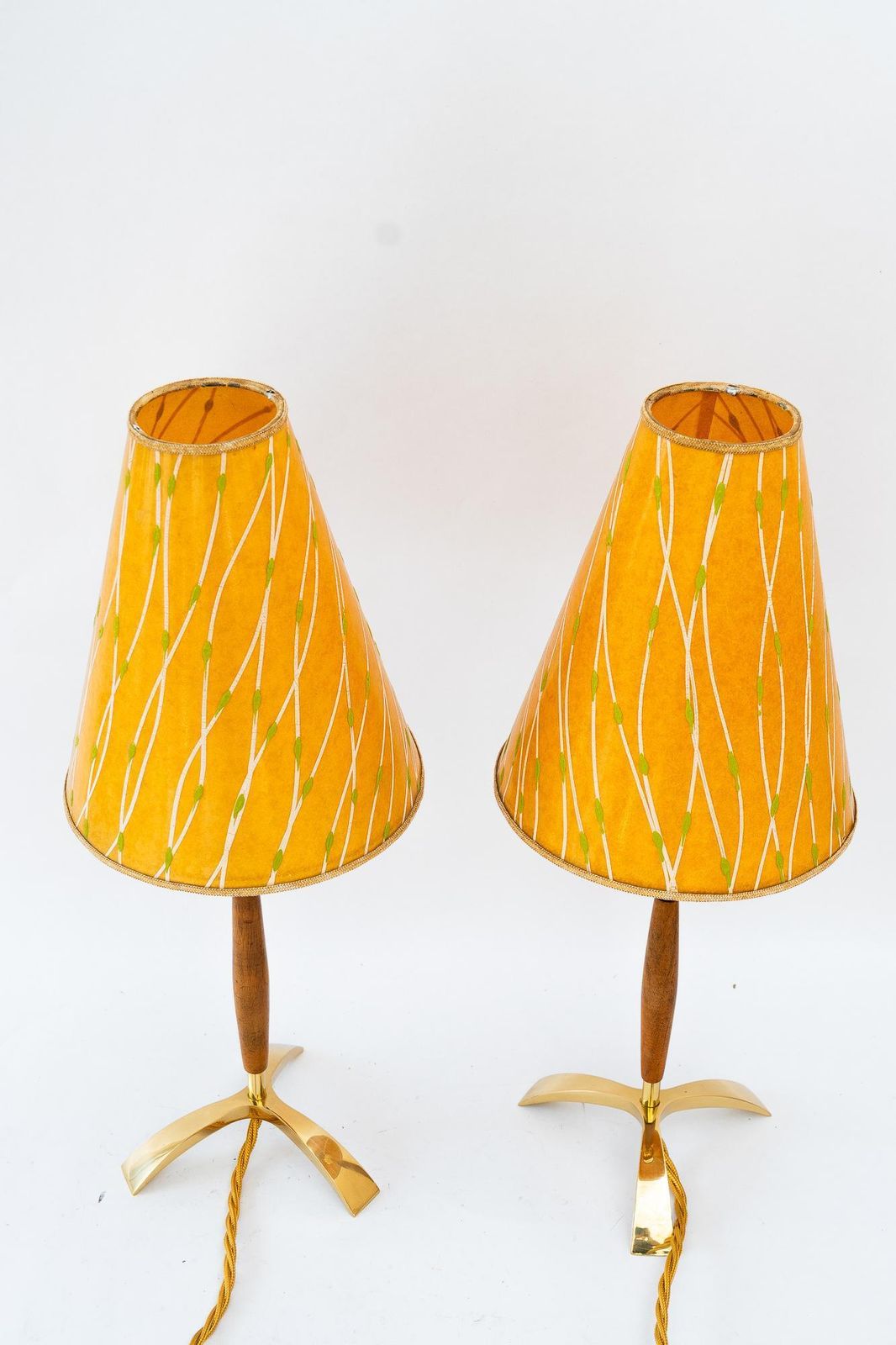 2x J.T.Kalmar Table Lamps With Original Shades Vienna Around 1950s photo furniture