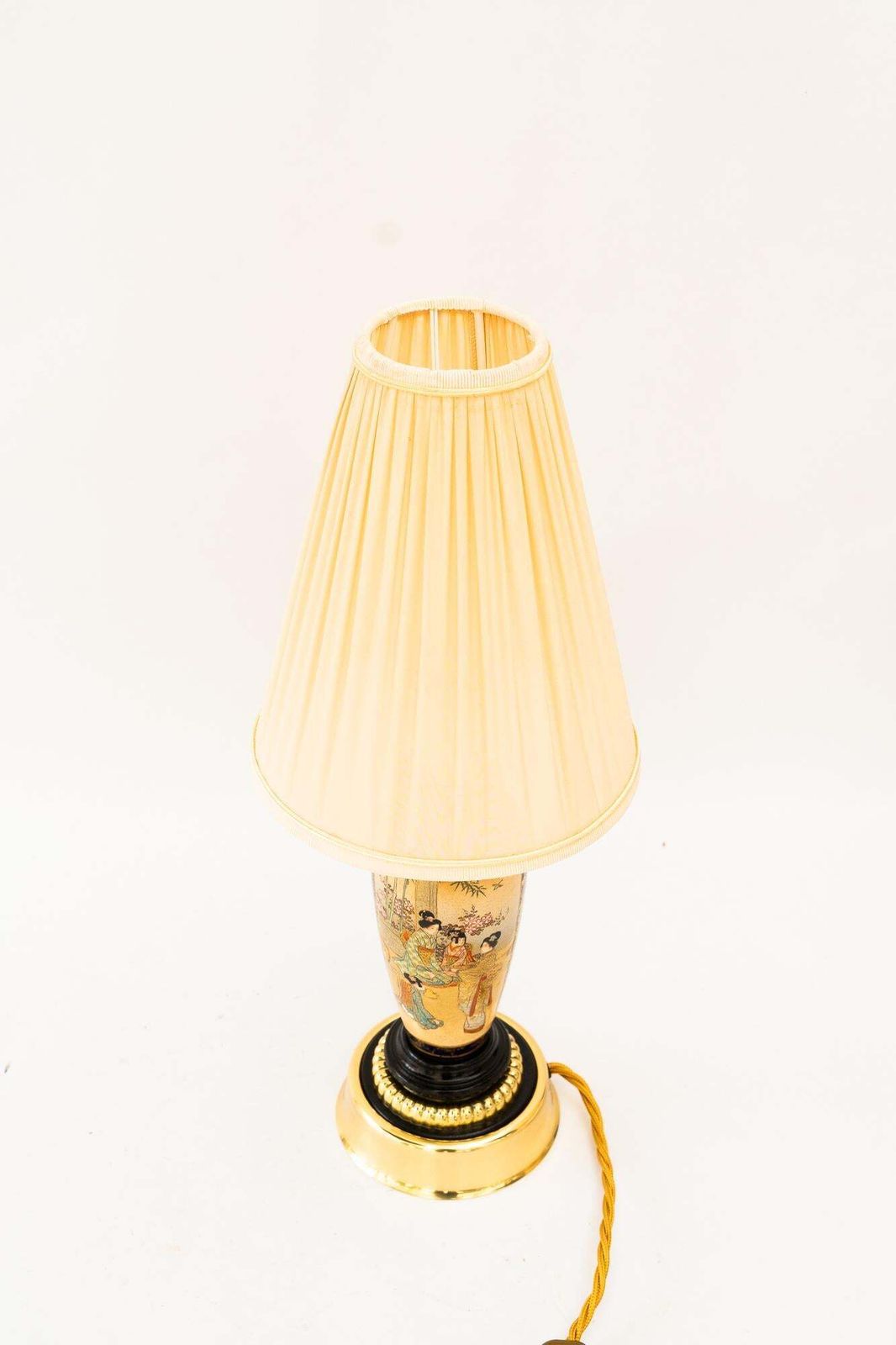 Art Deco Ceramic Table Lamp With Fabric Shade Vienna Around 1920s photo furniture