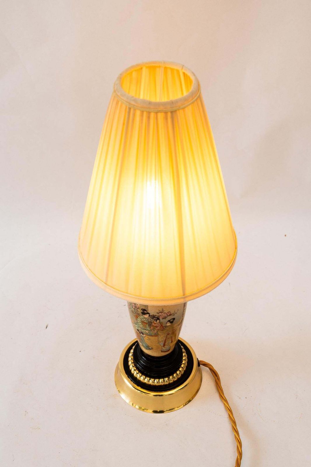 photo buy Art Deco Ceramic Table Lamp With Fabric Shade Vienna Around 1920s