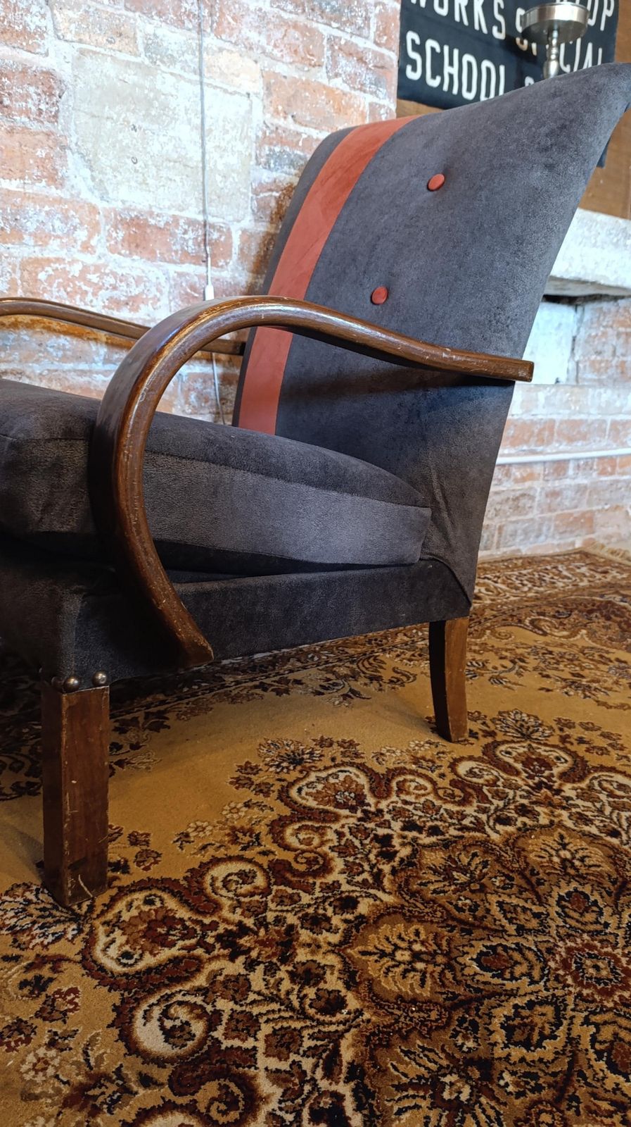 Vintage Parker Knoll 713 Pk Armchair   Halabala Style Oak & Art Deco Design (New Upholstery) photo 595.0