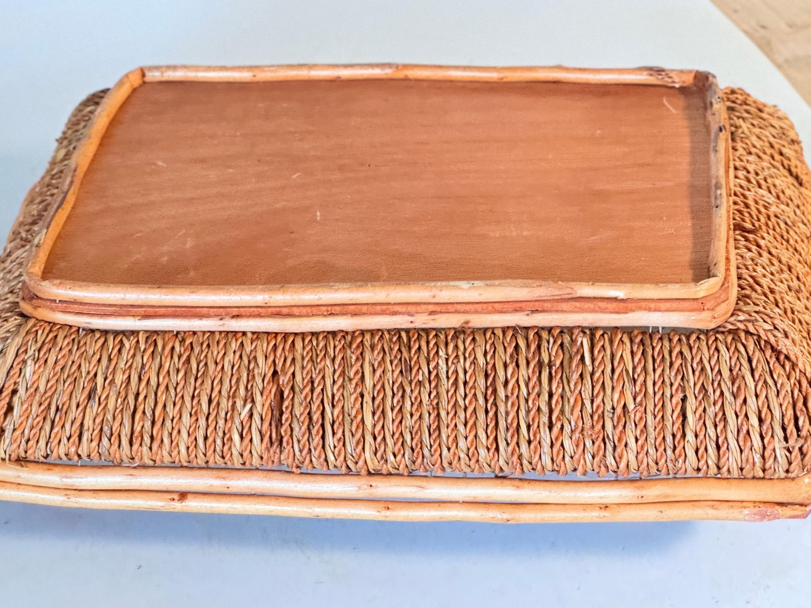 Rattan And Rope Italian Basket Bowl Centerpiece, 1970s photo furniture