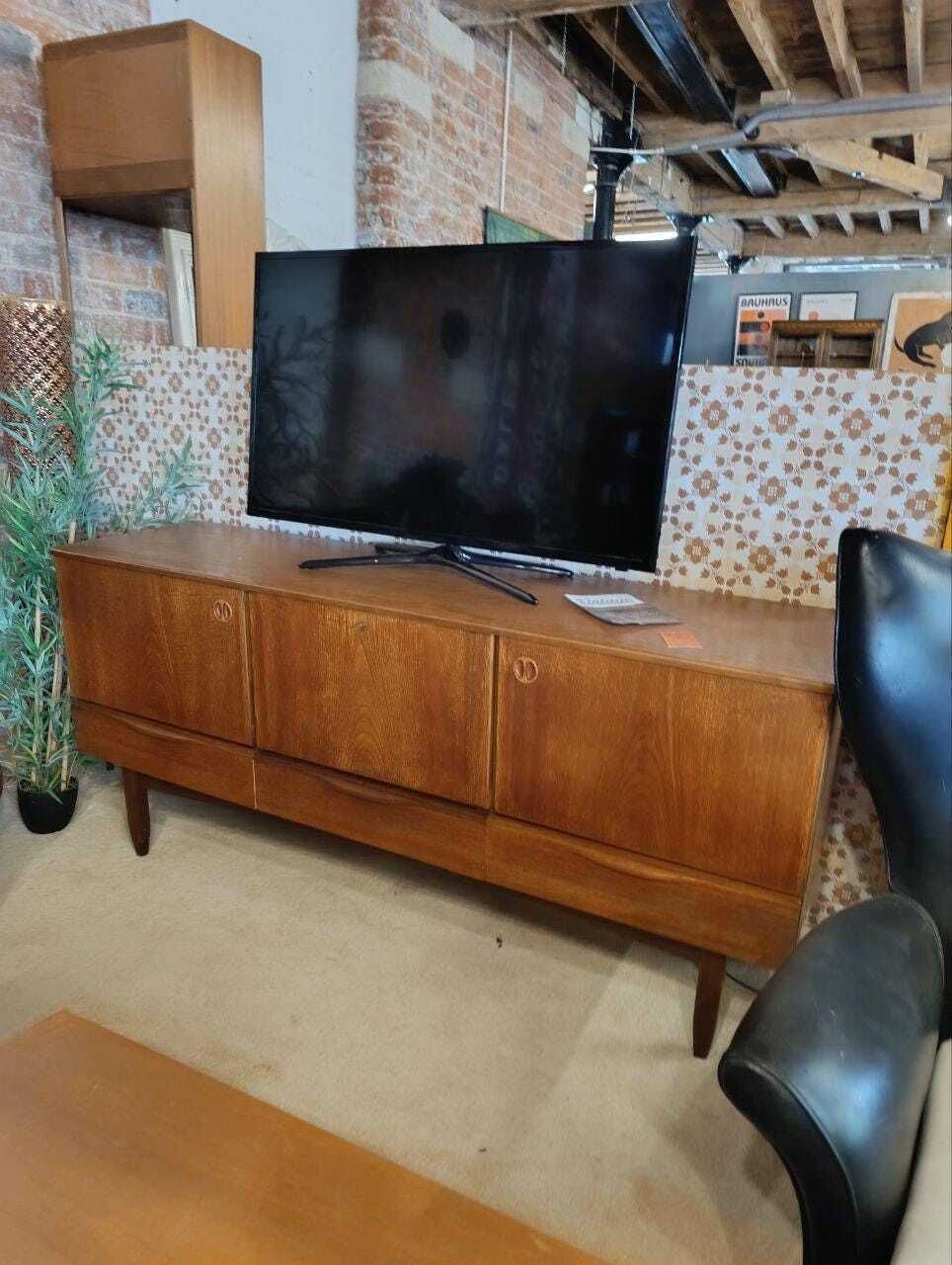 Vintage Mid Century Modern Teak Credenza By Portwood   Drinks Bar & Flatware Storage photo buy