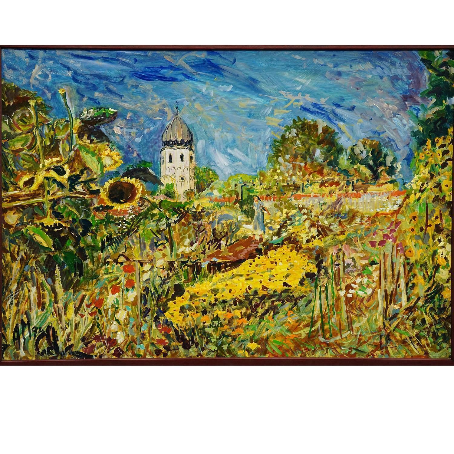 Fraueninsel / Chiemsee With Monastery And Garden, 1994 – Oil Painting By Alexand photo for sale