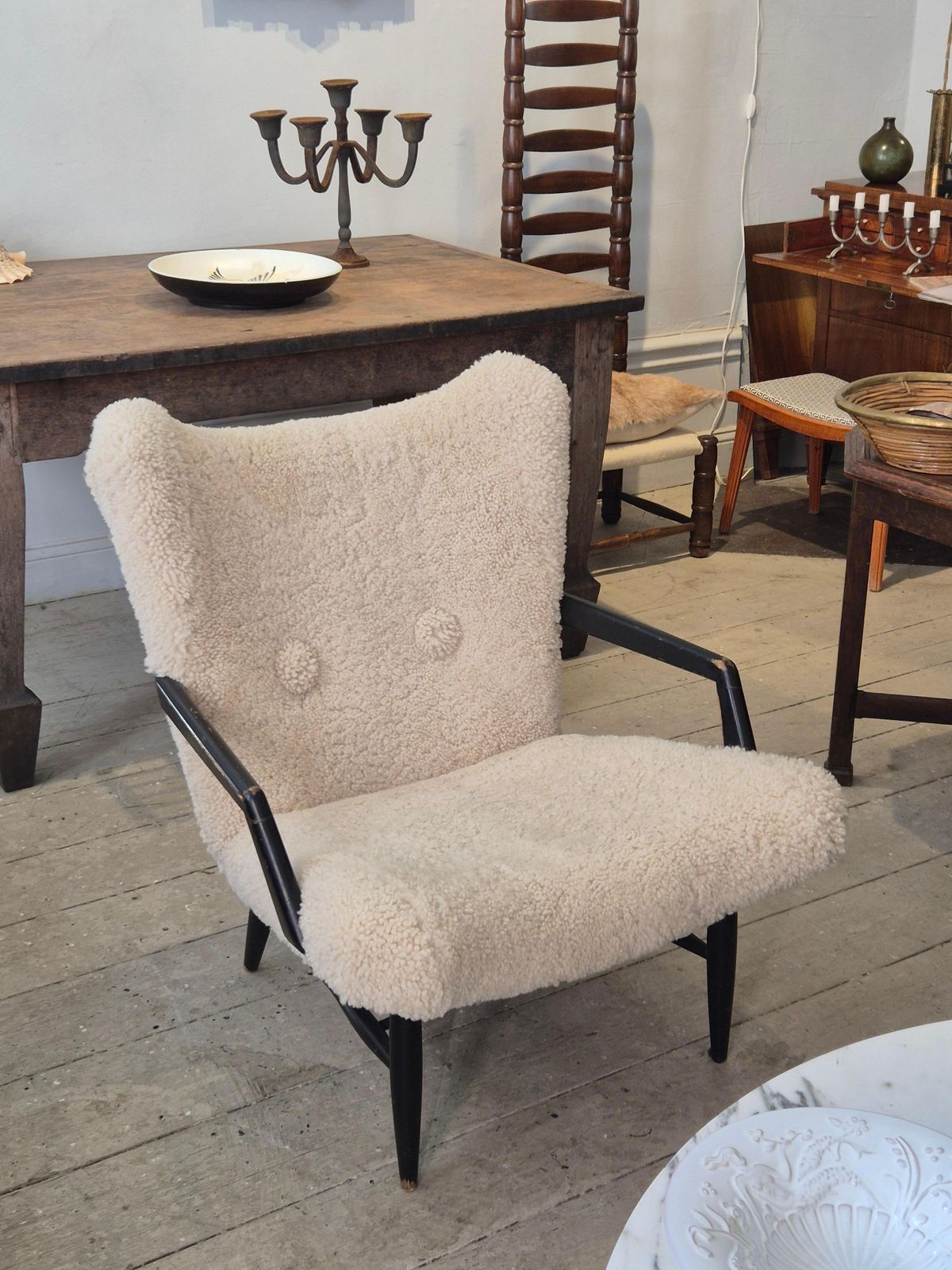 Swedish Modern, Timeless Easy Chair In Sheepskin, By Svante Skogh. Nice Patina. photo Furniture