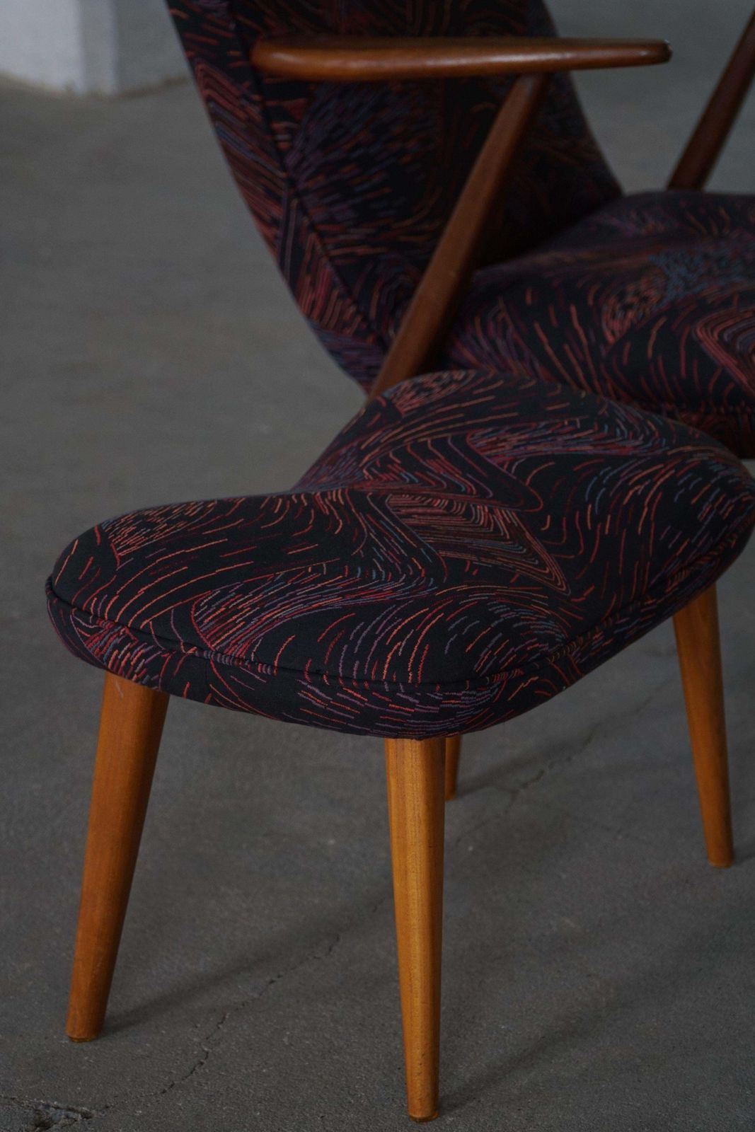 Madsen & Schubell, Wingback Lounge Chair & Stool In Teak, Reupholstered, 1950s photo buy