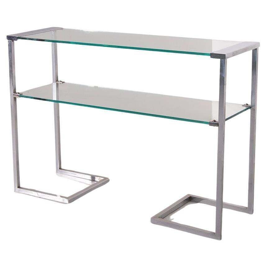 Italian Console Table Or Magazine Rack In Glass From The 1970s