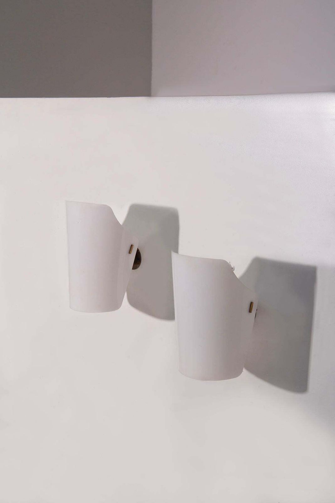 Pair Of Wall Sconces By Gino Sarfatti For Arteluce In White Plexiglass photo furniture