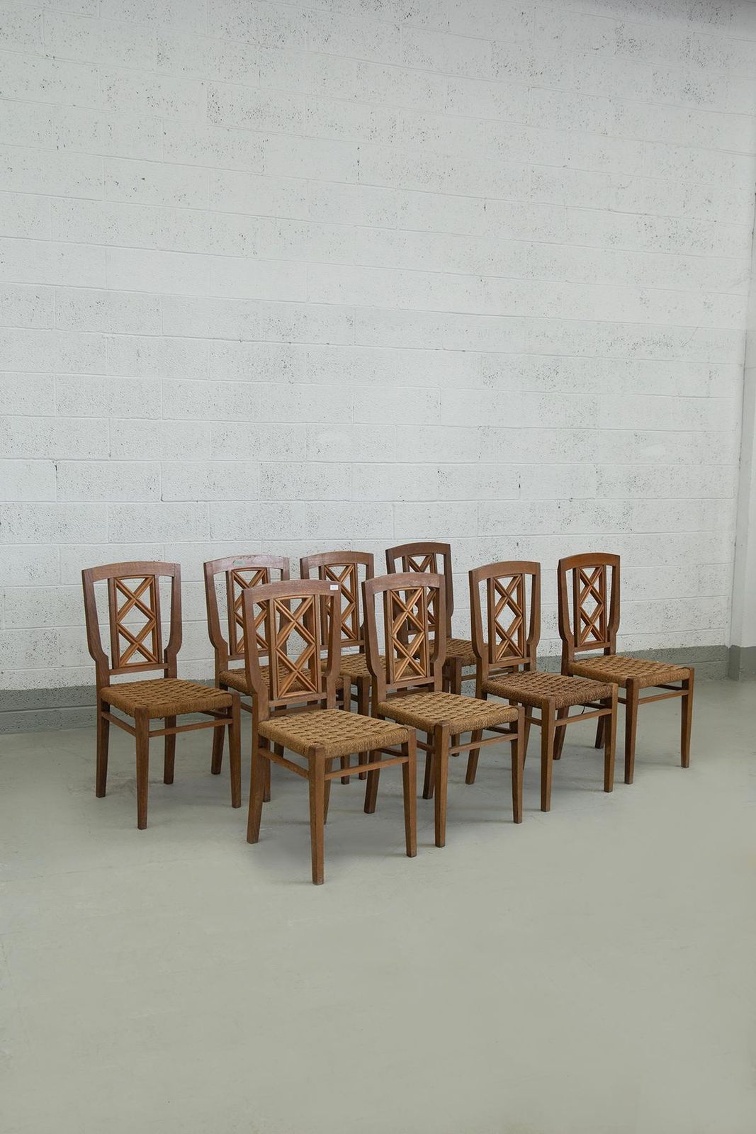 Set Of Eigth Italian Dining Chairs By Paolo Buffa Attr. In Rope photo furniture