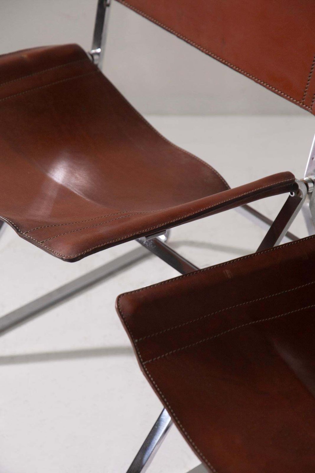 Set Of Four Leather Chairs Attr. To Pierre Paulin And Steel photo Furniture