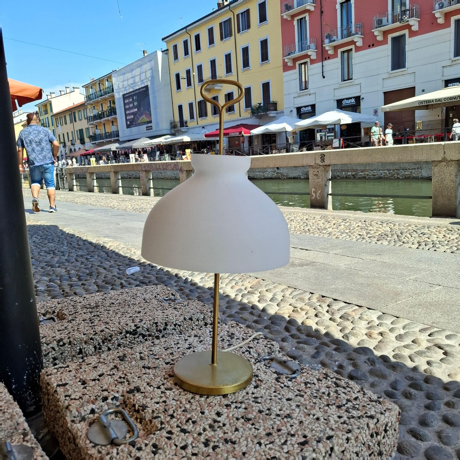 Azucena Ignazio Gardella Table Lamp Brass Opaline Glass, 1950, Italy photo vinterior