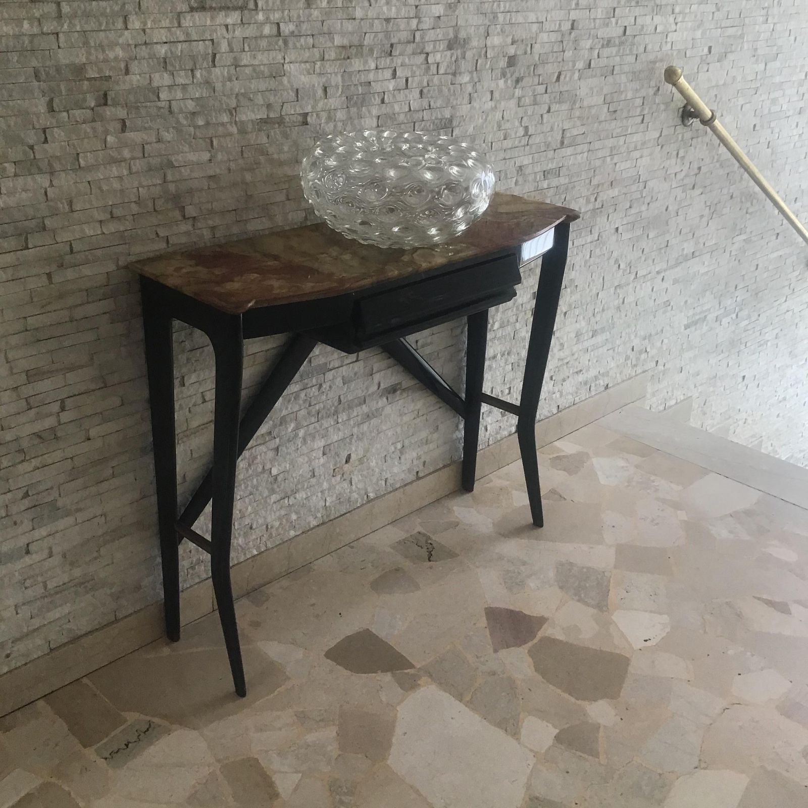 photo for sale Ico Parisi Console In Legno  Ottone E Marmo   Italia 1950
