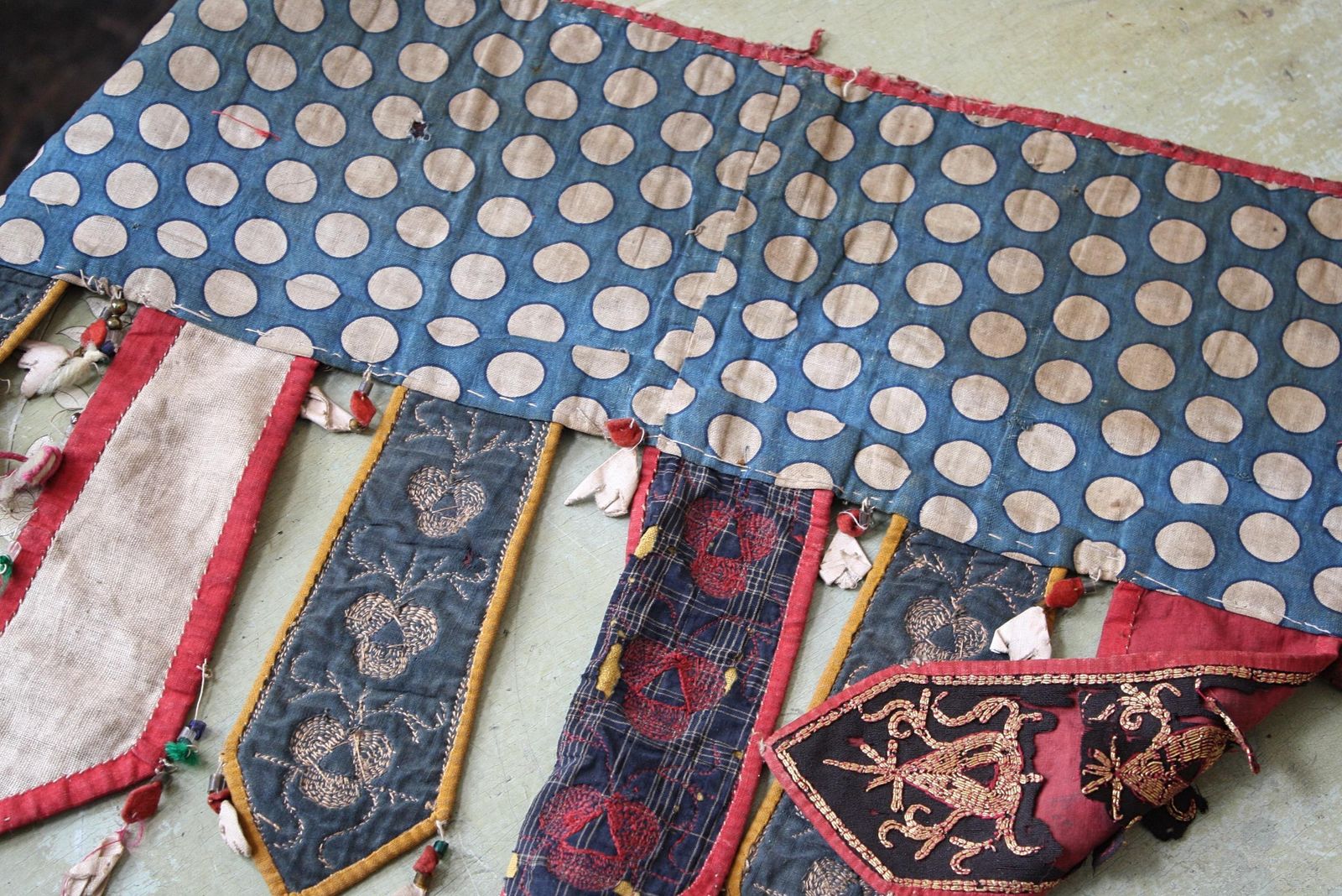 Pair Of Early 20th C Afghan Bejewelled & Gold Thread Embroidered Door Pelmets photo buy