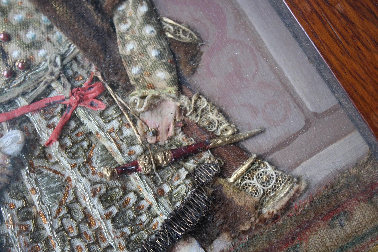 2027.0 Early 20th Century Folk Art Appliqué Collages Henry VII & Queen Elizabeth 1st photo